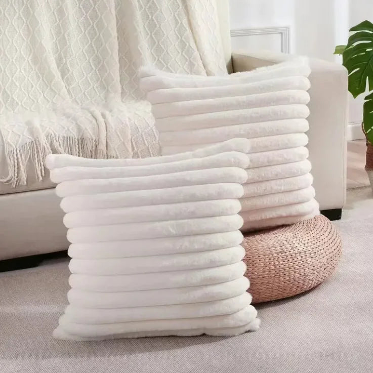 Housse de Coussin en Fausse Fourrure de Lapin