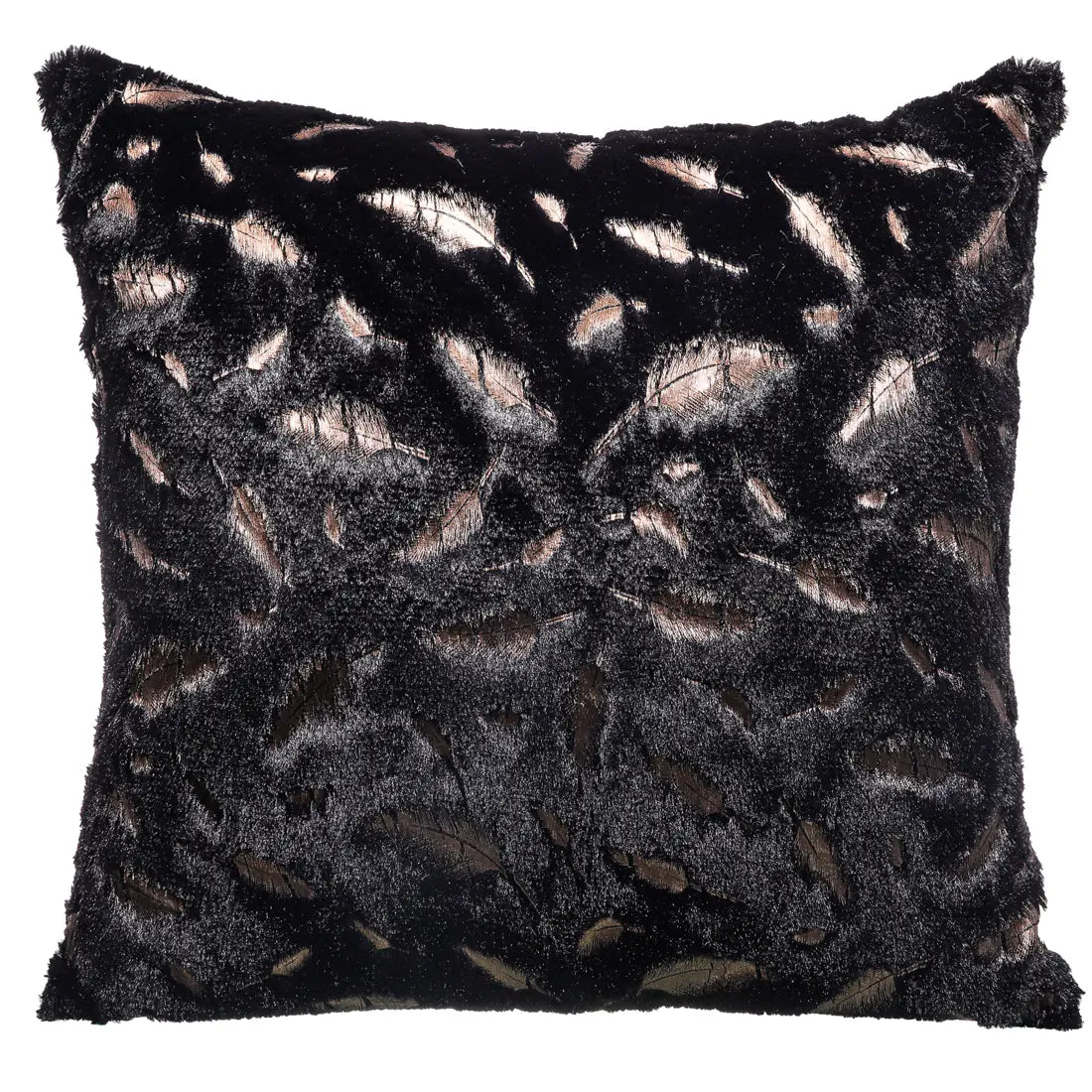 Housse de Coussin Effet Plumes Dorées