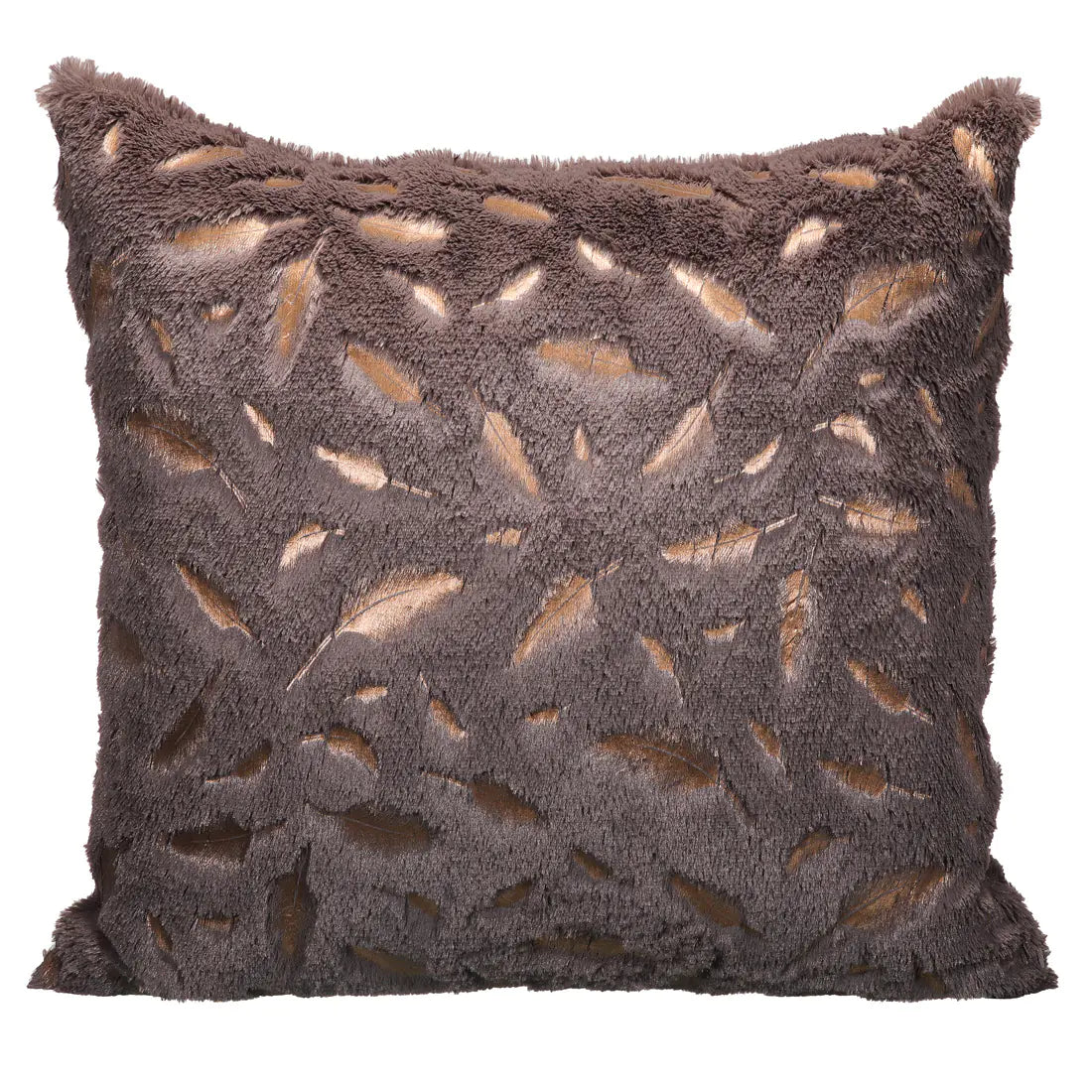 Housse de Coussin Effet Plumes Dorées