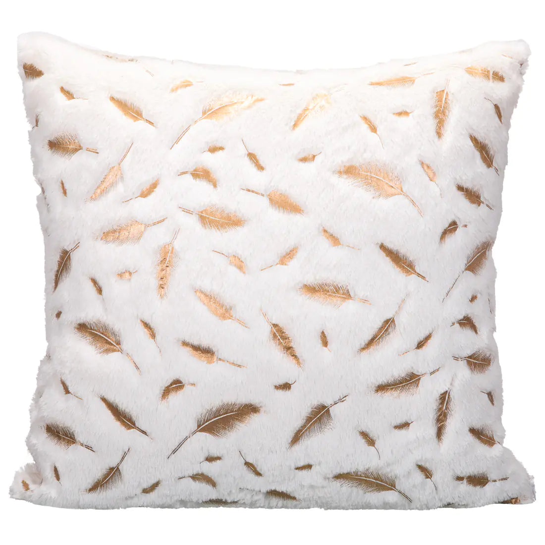 Housse de Coussin Effet Plumes Dorées