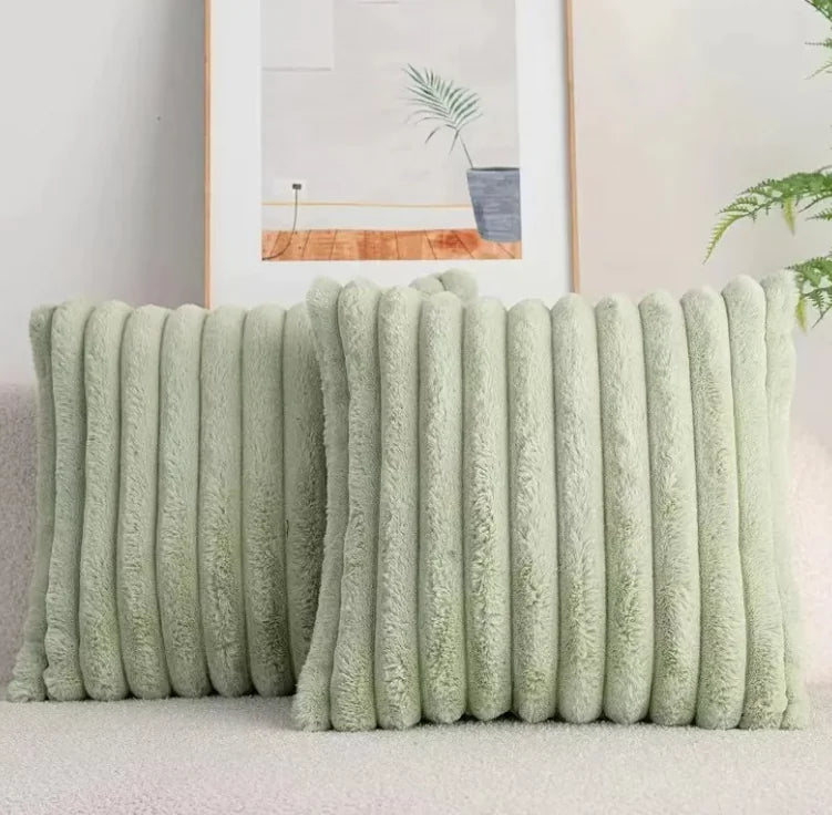 Housse de Coussin en Fausse Fourrure de Lapin