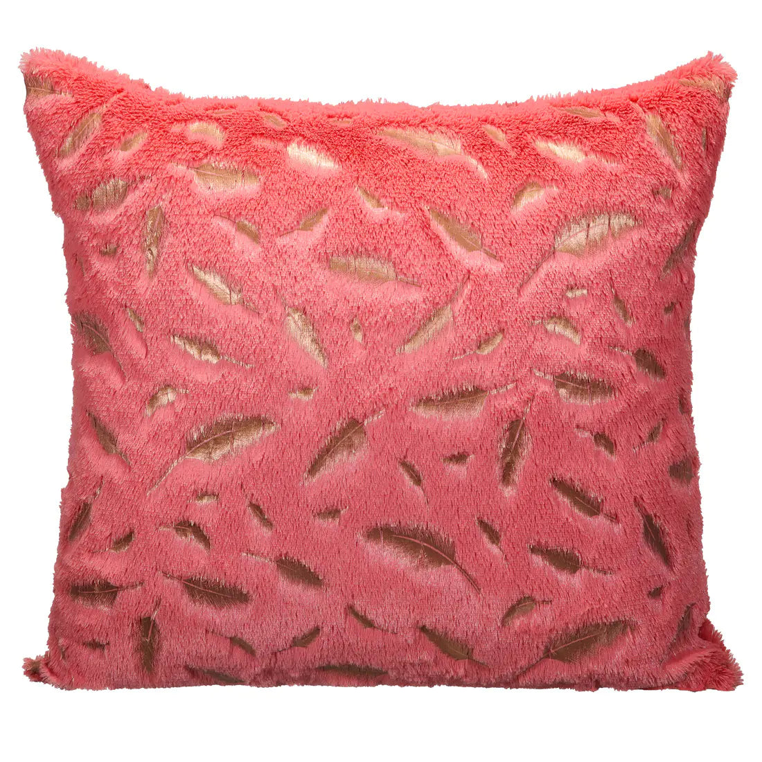 Housse de Coussin Effet Plumes Dorées
